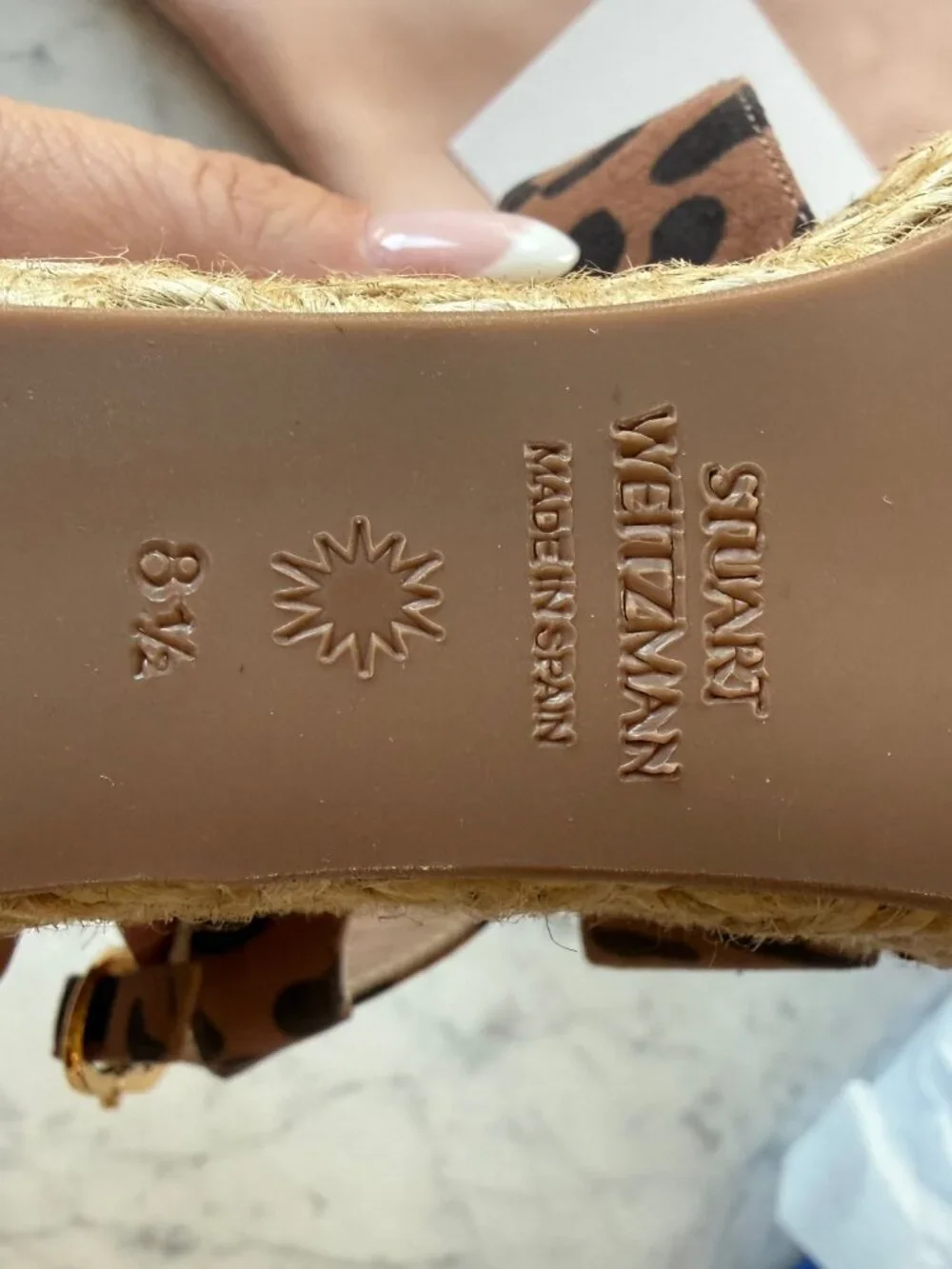 NIB Stuart Weitzman Ellette Espadrille Wedge Sandals | Cheetah Suede | 8.5